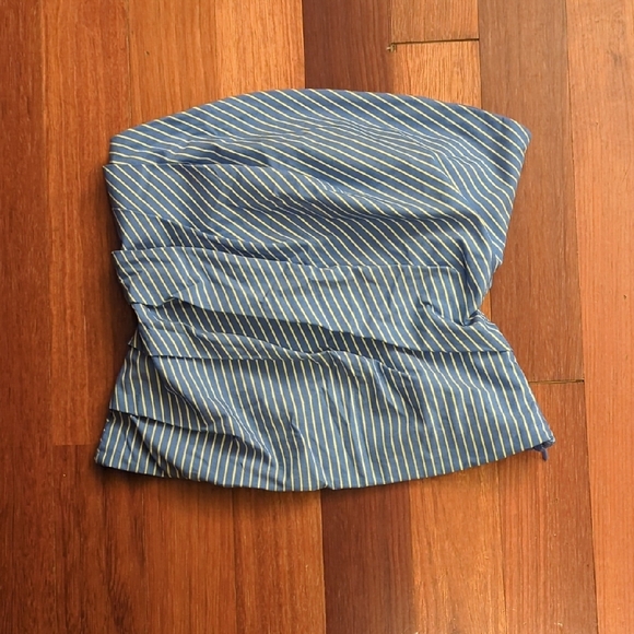 Zara Tops - Zara Structured Strapless Striped Top -Size XS- Blue White Minimalist Y2K